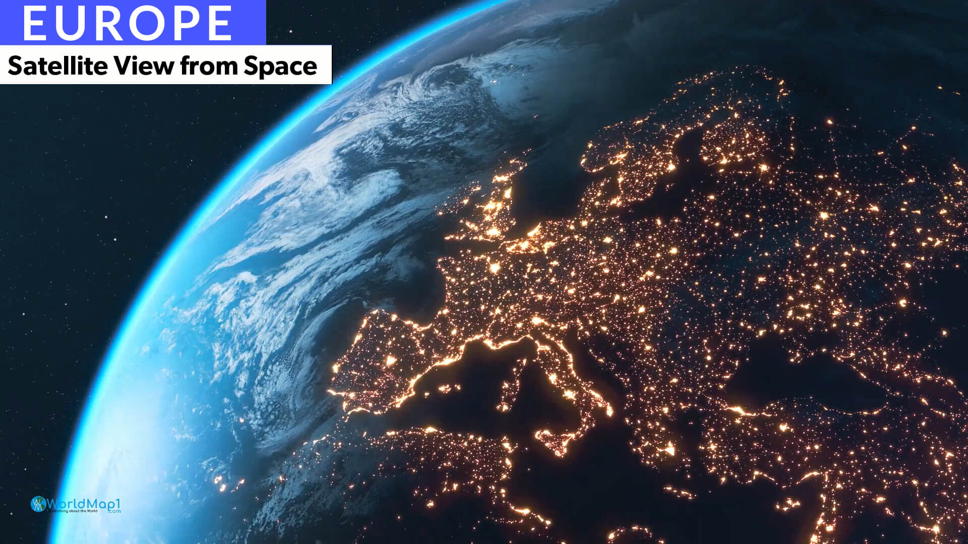 Europe and Earth Satellite View from Space